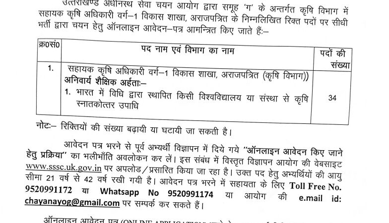 बेरोजगारों के लिए अच्छी खबर, UKSSSC ने निकाली भर्ती, इस दिन से करें आवेदन