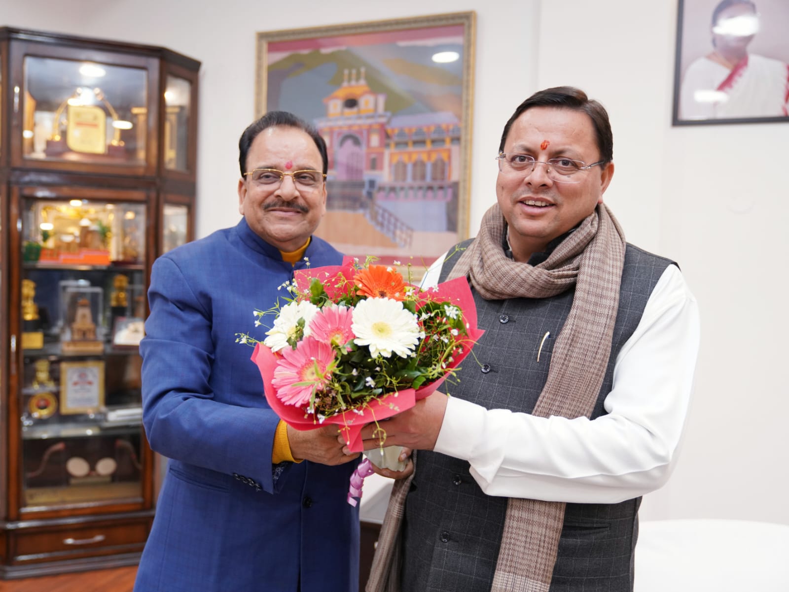 मुख्यमंत्री पुष्कर सिंह धामी से केन्द्रीय राज्य मंत्री अजय भट्ट ने की शिष्टाचार भेंट