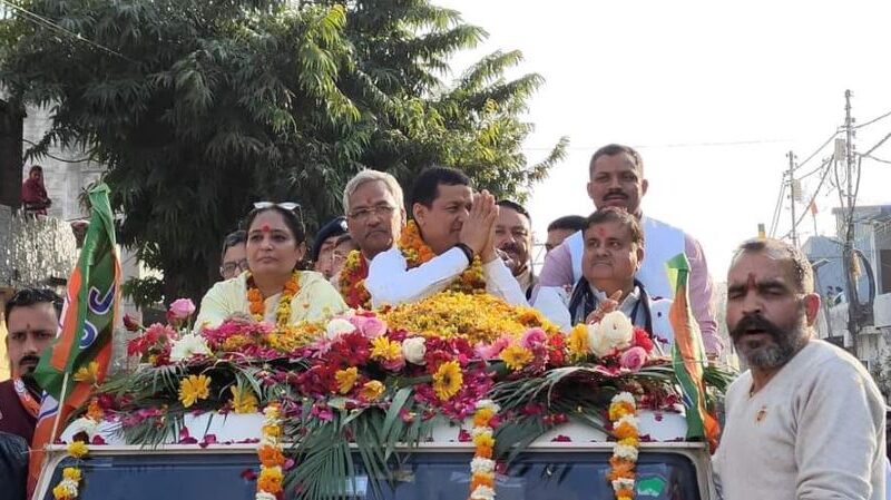 कोटद्वार पहुंचे भाजपा प्रत्याशी अनिल बलूनी, निकाला भव्य रोड शो