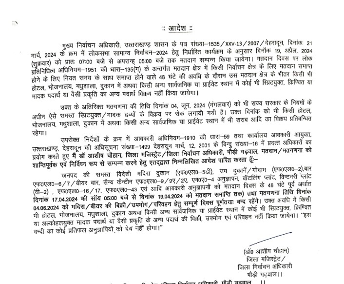 उत्तराखंड में तीन दिन नहीं बिकेगी शराब