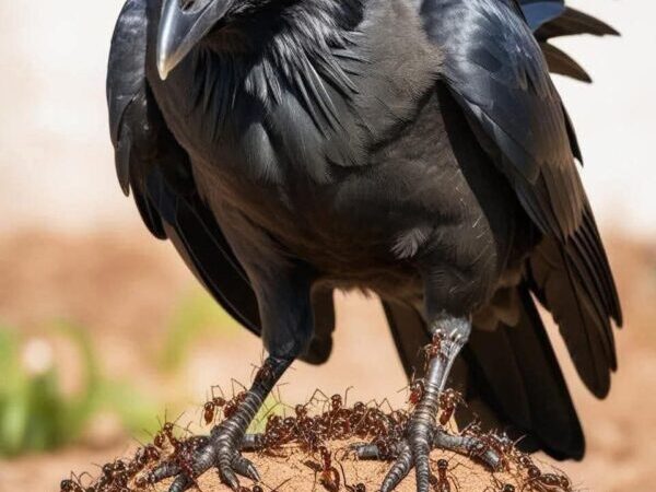 जब कौवा बीमार महसूस करता है… वह चींटियों की तलाश करता है!