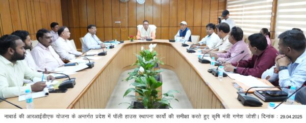 कृषि मंत्री गणेश जोशी ने की पॉली हाउस निर्माण कार्याें की जिलेवार समीक्षा, दिए अहम दिशा-निर्देश