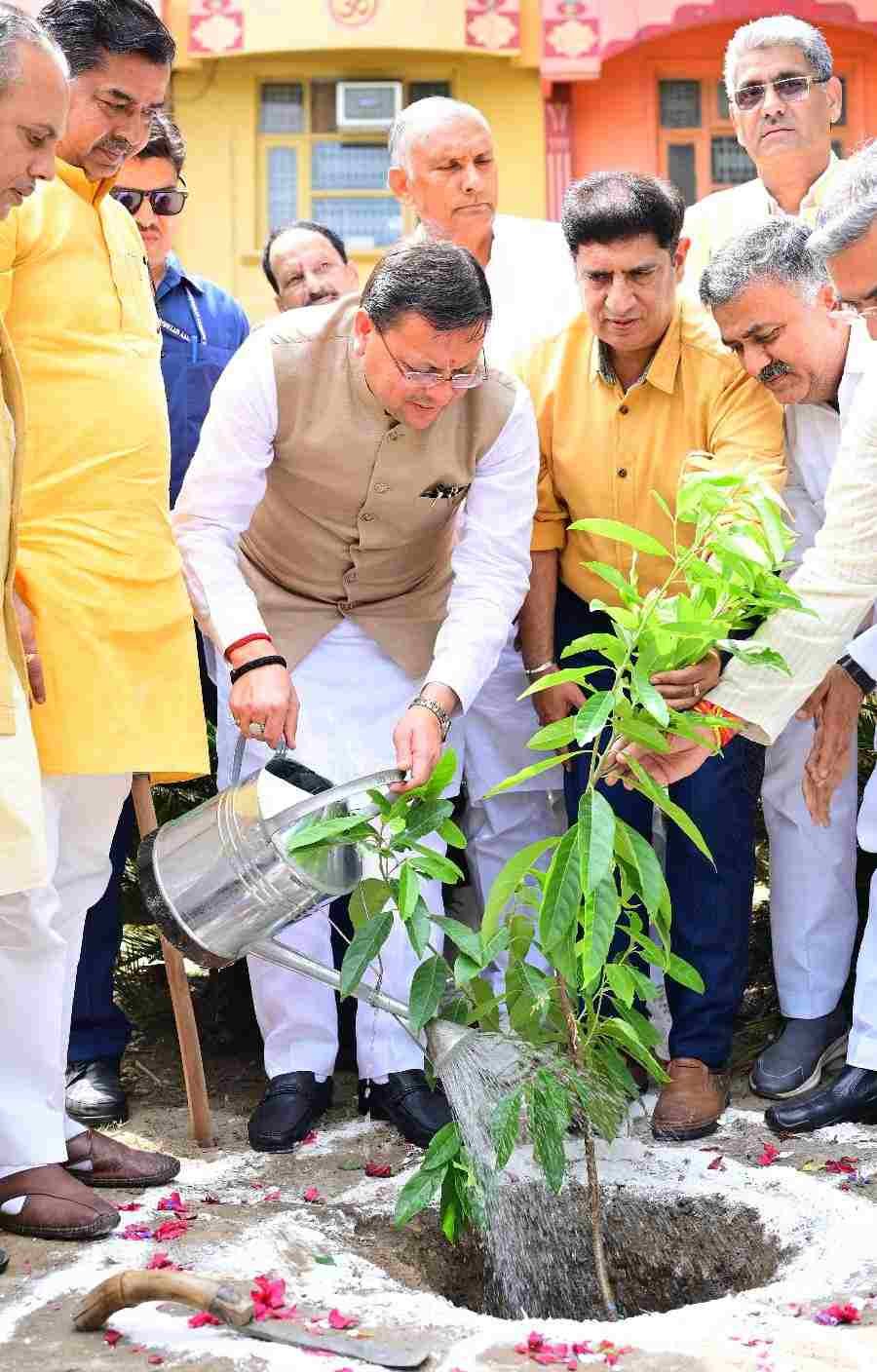 मुख्यमंत्री पुष्कर सिंह धामी ने एक पेड़ मां के नाम अभियान के तहत किया पौधारोपण