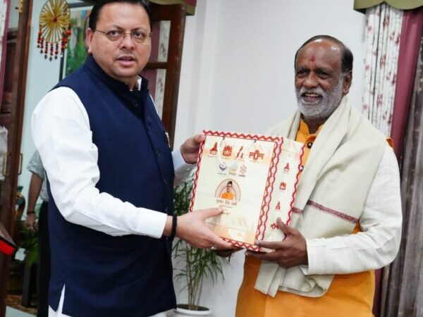 मुख्यमंत्री पुष्कर सिंह धामी से बीजेपी ओबीसी मोर्चा के राष्ट्रीय अध्यक्ष एवं सांसद डॉ. के लक्ष्मण ने की शिष्टाचार भेंट