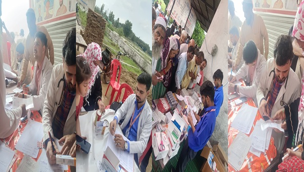 श्री महंत इन्दिरेश अस्पताल के निःशुल्क स्वास्थ्य परीक्षण शिविर में उमड़े ग्रामीण