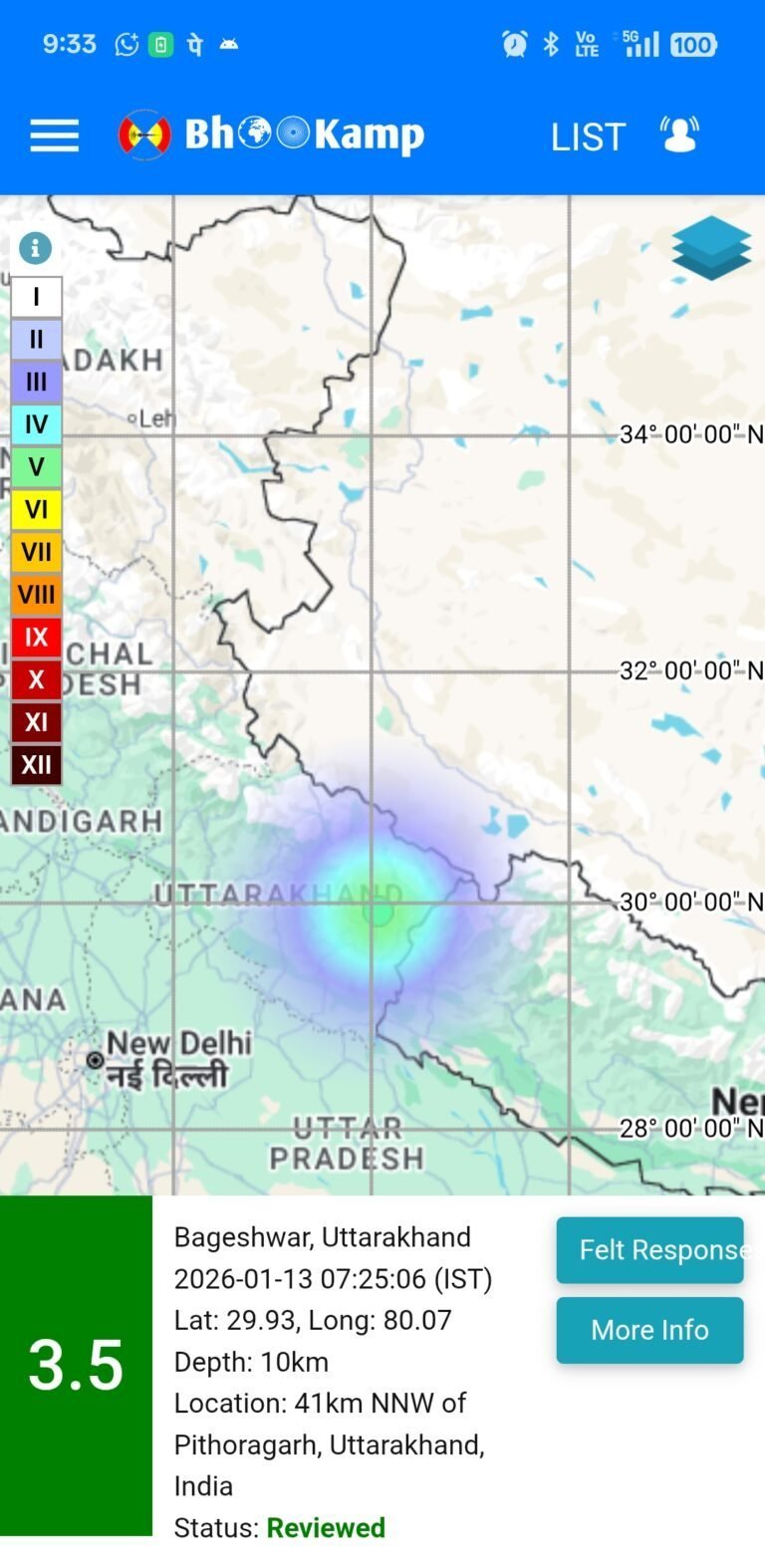 उत्तराखंड में  डोली धरती, यहां आया 3.5 तीव्रता का भूकंप