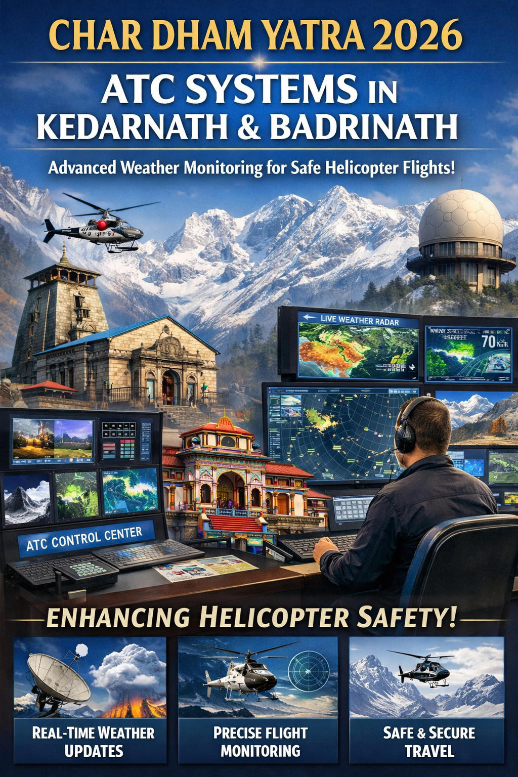 चारधाम यात्रा 2026 : पहली बार केदारनाथ और बदरीनाथ में लगेगी एटीसी प्रणाली, मौसम की पल-पल जानकारी से हेलीकॉप्टर उड़ानें होंगी सुरक्षित