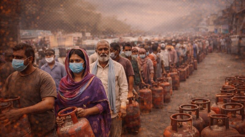 गैस सिलेंडर पाने को महामारी, लाइन में घंटो खड़े रह रहे लोग
