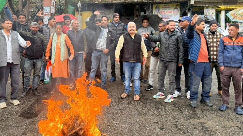 नीतियों के विरोध में कांग्रेस ने फूंका सरकार का पुतला