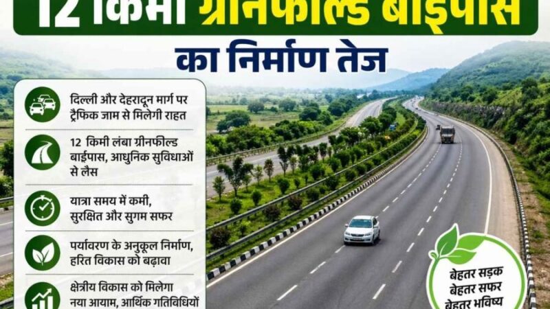 ट्रैफिक से राहत के लिए दिल्ली-देहरादून इकोनॉमिक कॉरिडोर से 12 किमी ग्रीनफील्ड बाईपास का निर्माण तेज, एनएचएआई द्वारा 716 करोड़ रुपये की लागत से परियोजना निर्माणाधीन