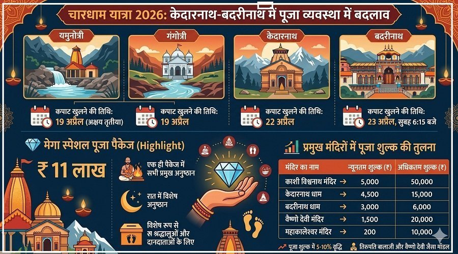 चारधाम यात्रा 2026 : केदारनाथ-बदरीनाथ में पूजा व्यवस्था में बदलाव, पहली बार 11 लाख का ‘मेगा स्पेशल पूजा’ पैकेज तैयार