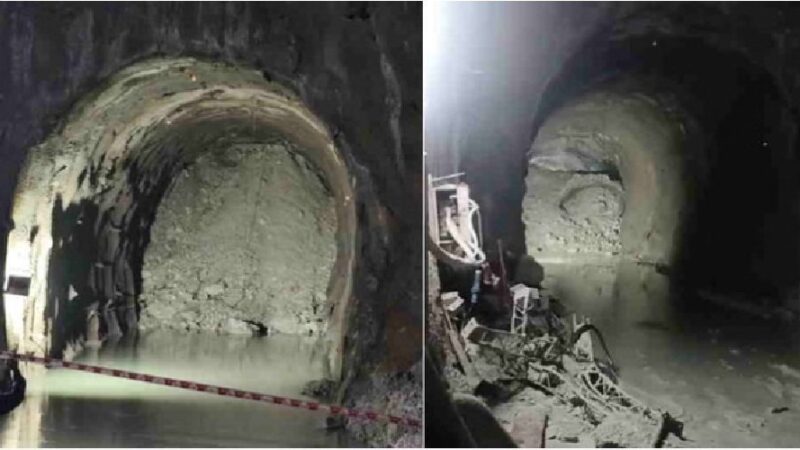 ऋषिकेश कर्णप्रयाग रेलवे लाइन : रुद्रप्रयाग में सुरंग के अंदर मिट्टी धंसी, पानी के साथ आया मलबा, मची अफरा तफरी