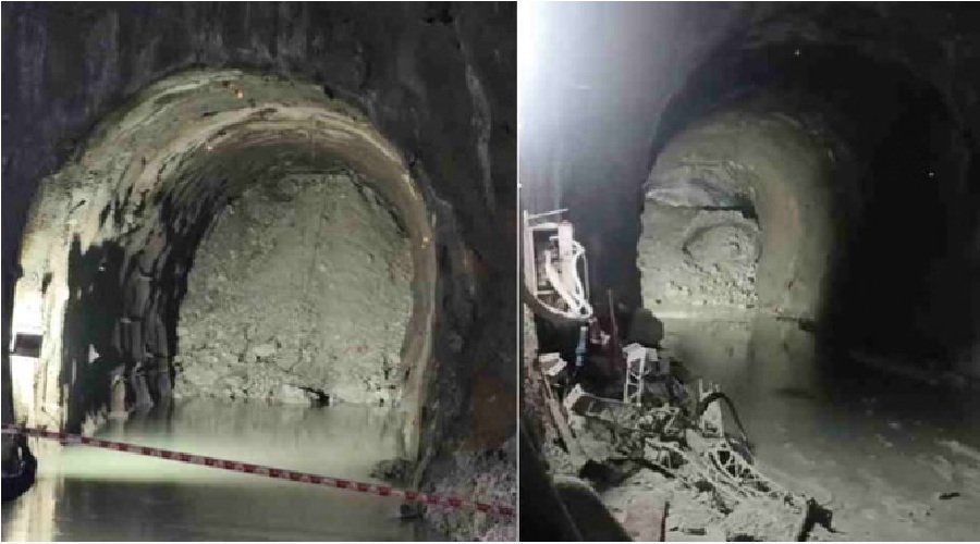 ऋषिकेश कर्णप्रयाग रेलवे लाइन : रुद्रप्रयाग में सुरंग के अंदर मिट्टी धंसी, पानी के साथ आया मलबा, मची अफरा तफरी
