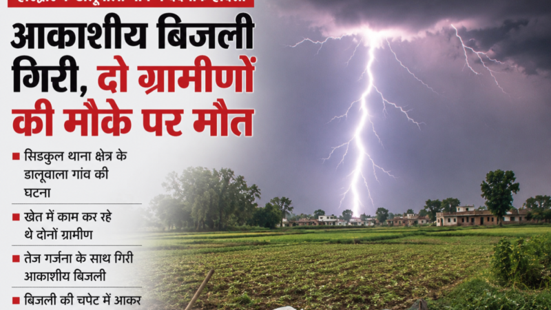 उत्तराखंड : खेत में काम कर रहे थे लोग, अचानक आसमान से गिरी बिजली, दो लोगों की मौत