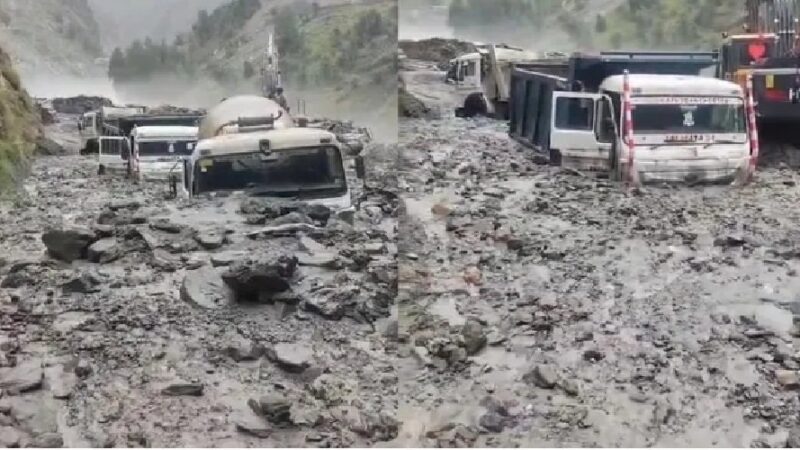 भारी बारिश से बड़ा भूस्खलन, पावर प्रोजेक्ट के पास कई वाहन मलबे में दबे
